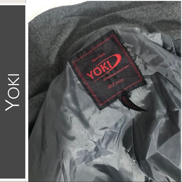 Yoki Mid-Length Coat Charcoal Body & Belt, Black Leather Sleeves Size XL NWT - Picture 5 of 7